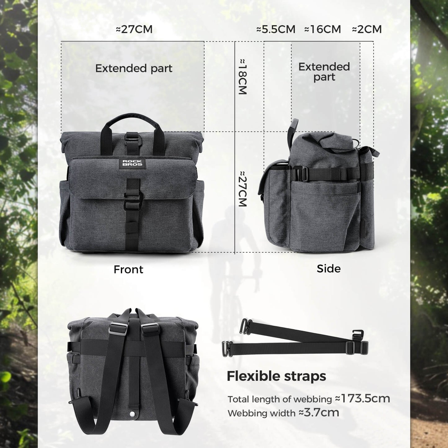 rockbros folding bike handlebar bag and backpack h46 convertible commuter storage solution