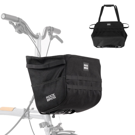 rockbros folding bike handlebar bag w016 multifunctional basket bag for convenient front storage #Color_Black