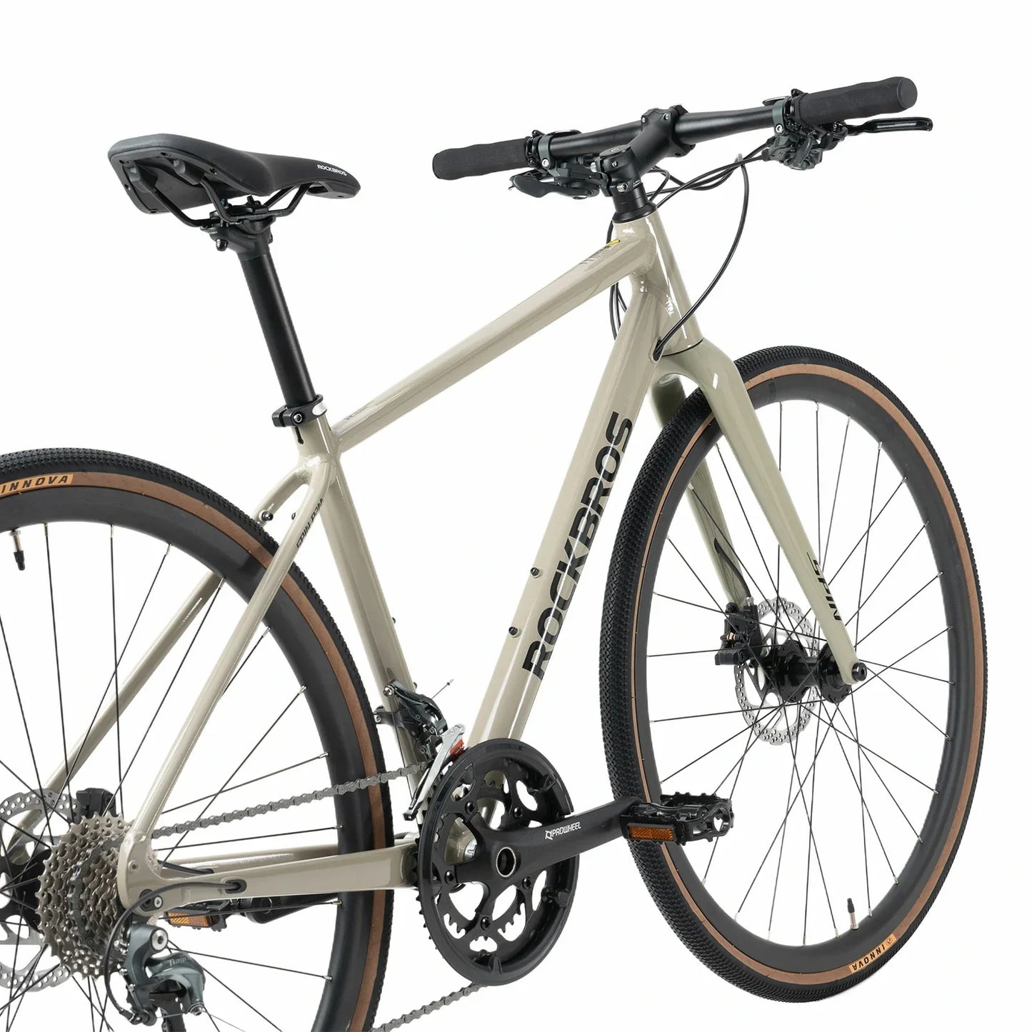 Rockbros flat bar road bike in bronze with aluminium frame and carbon fork#color_Moss Green