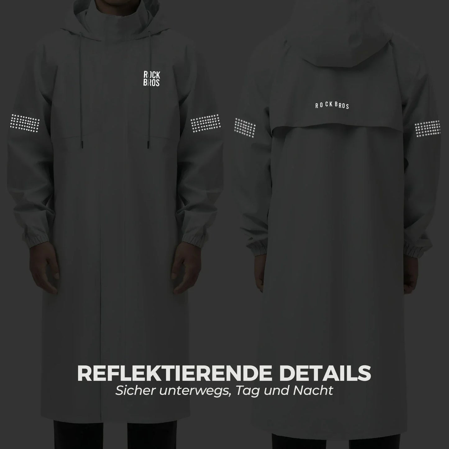 rockbros hooded long rain poncho