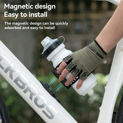 ROCKBROS magnetic strap-type bike water bottle cage, offering secure and quick access with an innovative magnetic attachment system.
