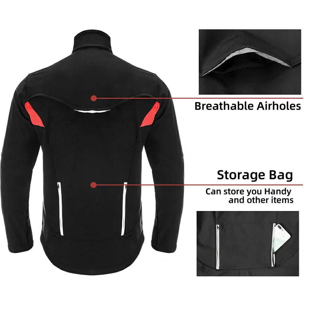 ROCKBROS Men's Winter Fleece Cycling Jacket Reflectiv
