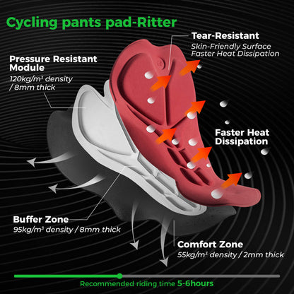 rockbros lightweight breathable summer men's cycling bib shorts for road and mtb