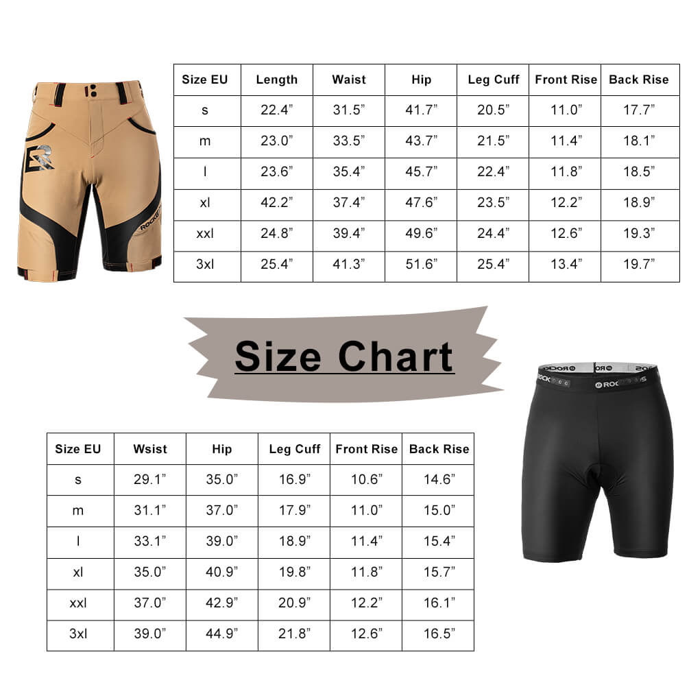 rockbros men's 4d padded cycling shorts with compression design for enhanced comfort #Color_Khaki