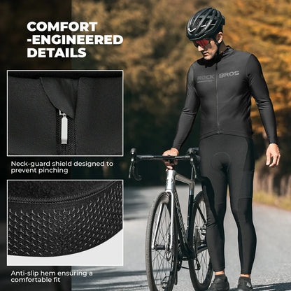 rockbros men’s long-sleeve winter cycling jersey