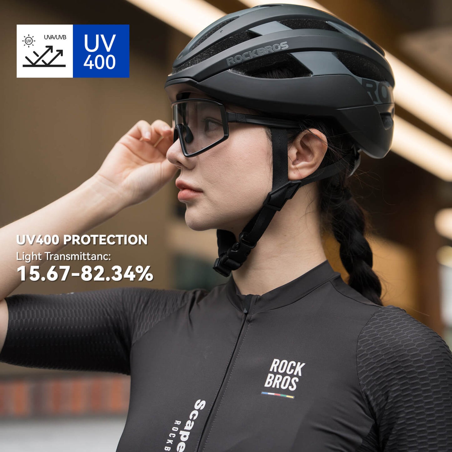 rockbros photochromic cycling sunglasses with antifog lenses and uv400 protection #Color_Black (Anti-fog lens)
