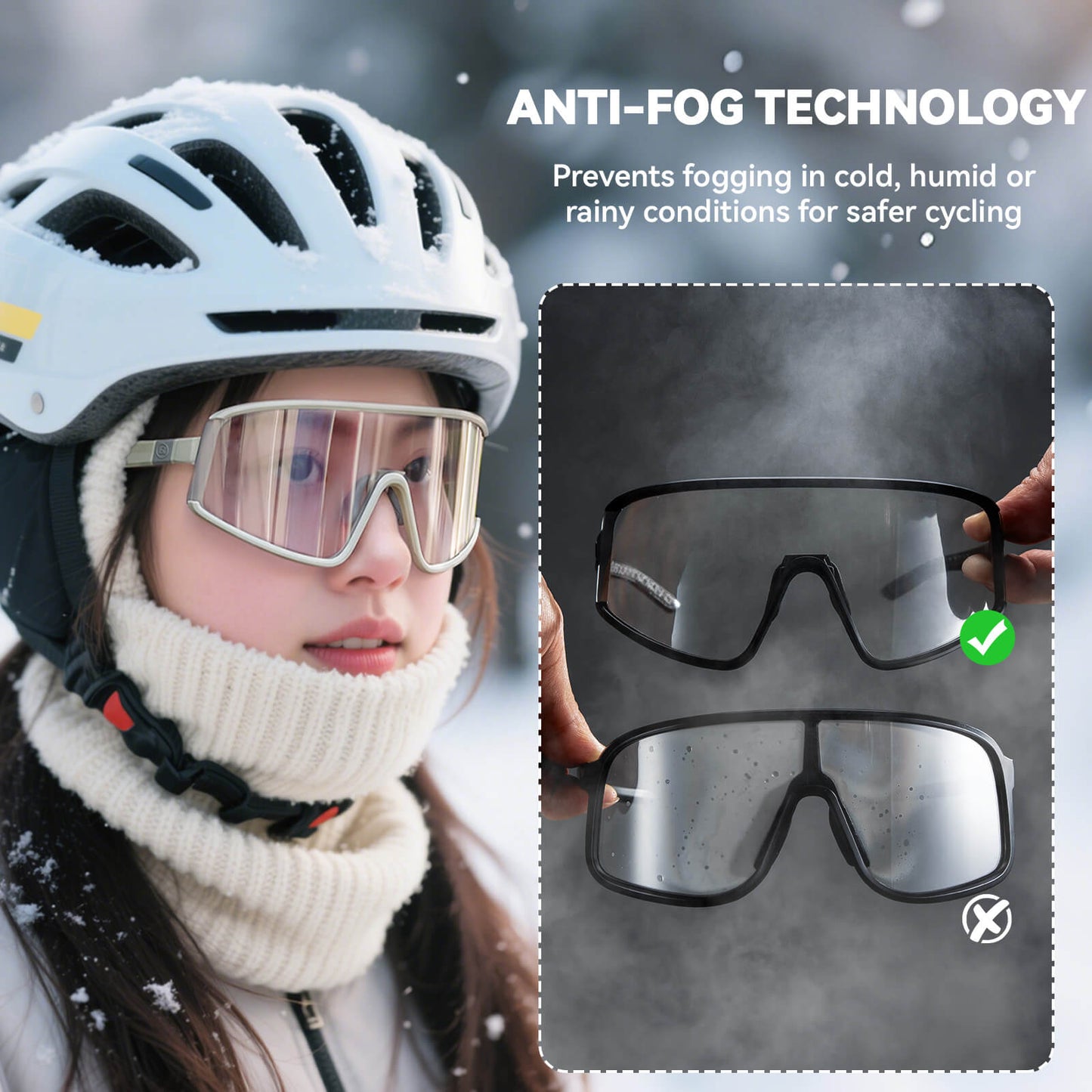 rockbros photochromic cycling sunglasses with antifog lenses and uv400 protection