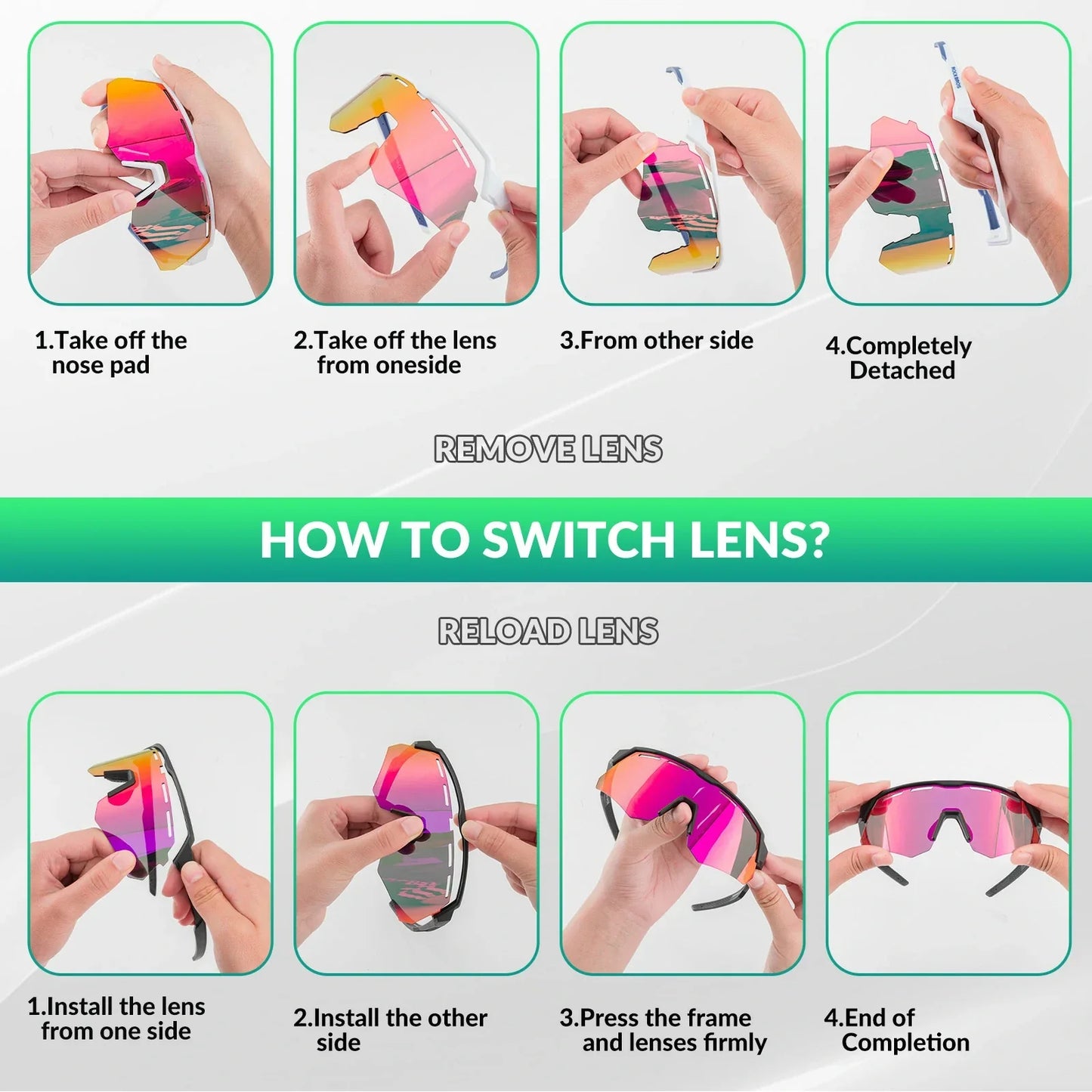 ROCKBROS Polarized Cycling Glasses with 4 Interchangeable Lenses 