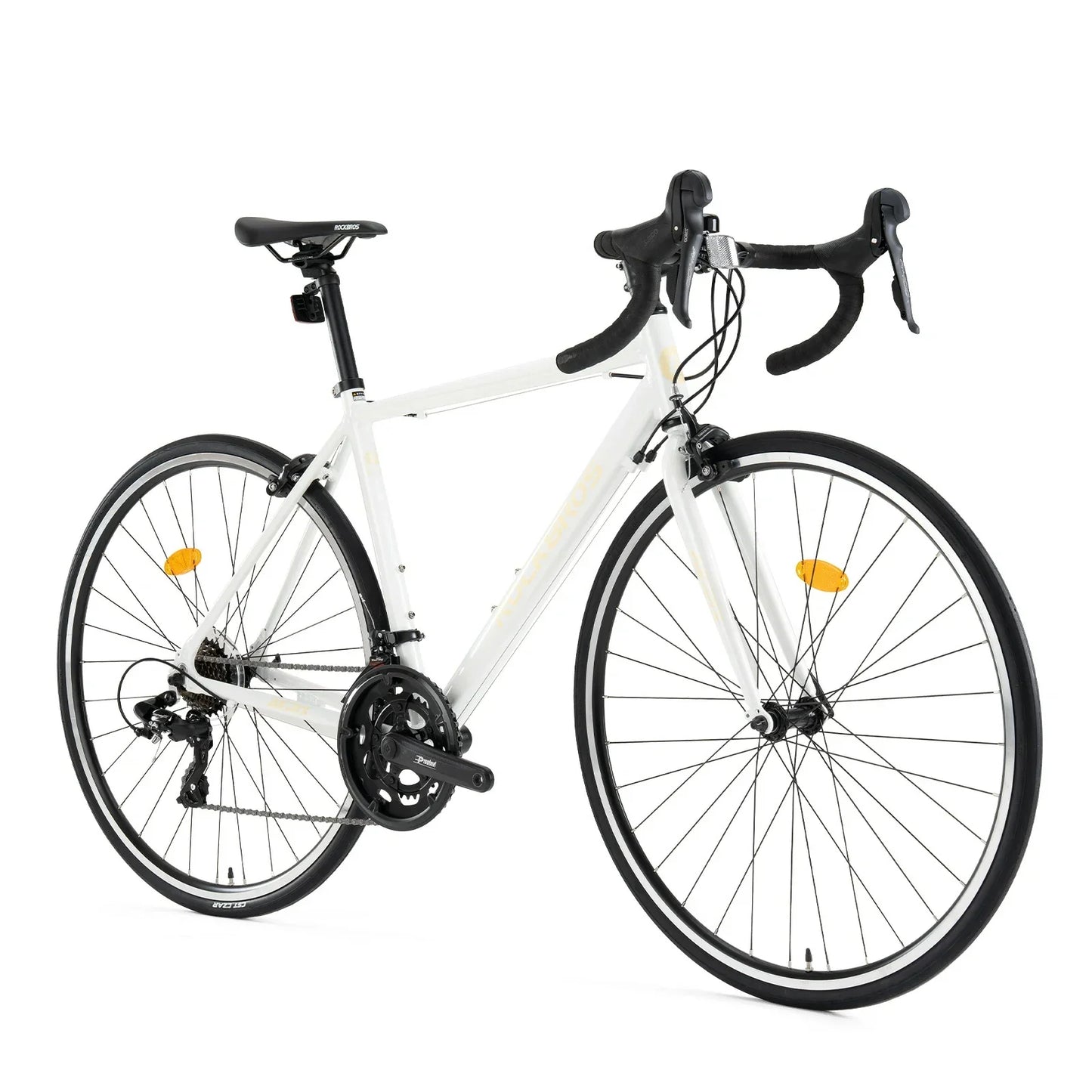 Rockbros 700C drop bar road bike in black with 2x8 speed drivetrain#color_white
