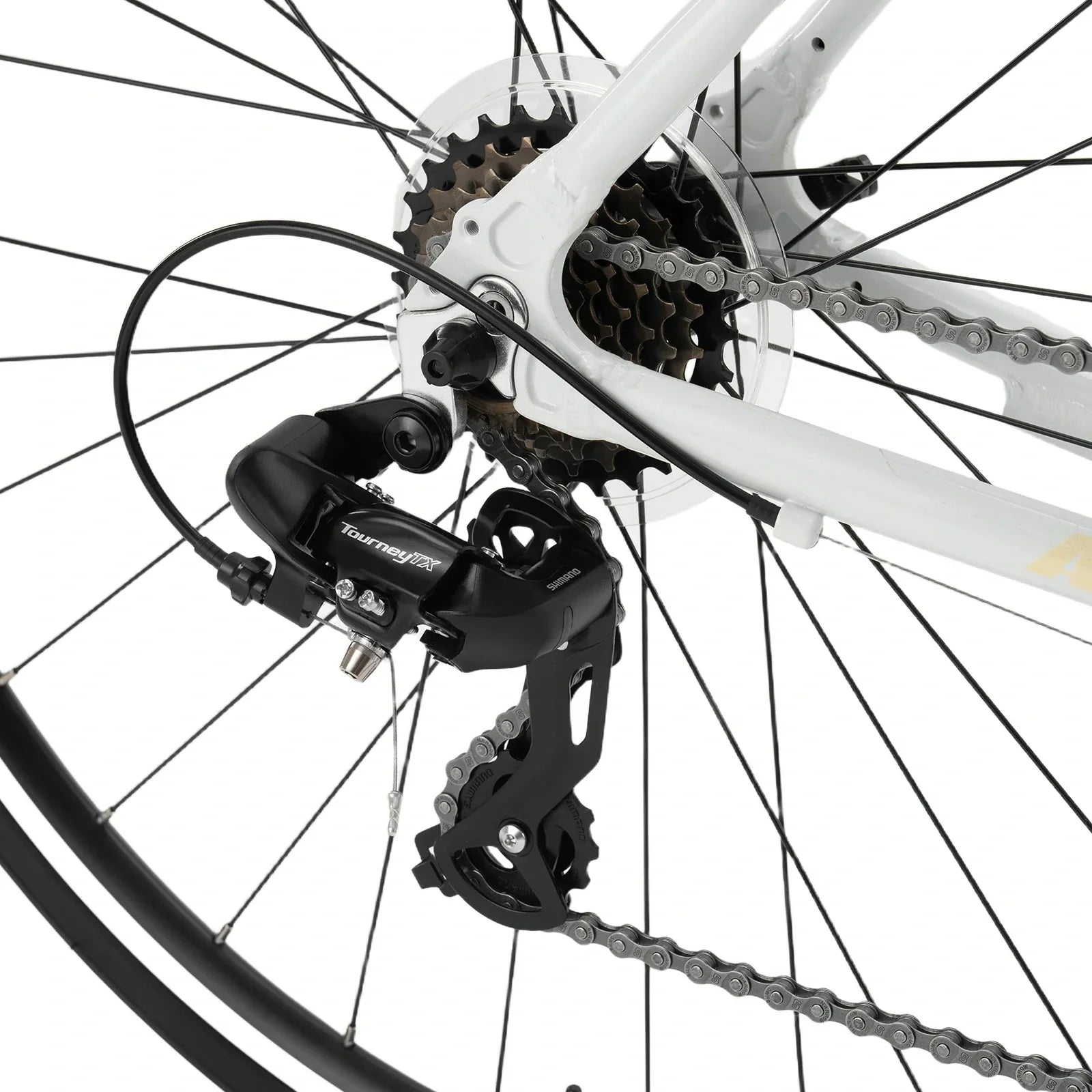 Rockbros 700C drop bar road bike in black with 2x8 speed drivetrain#color_white