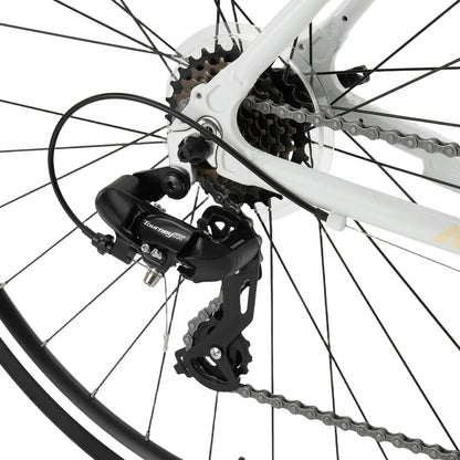 Rockbros 700C drop bar road bike in black with 2x8 speed drivetrain#color_white