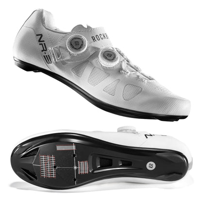 rockbros road clipless cycling shoes nr3 with stiff sole and secure fit for efficient pedalling #Color_White