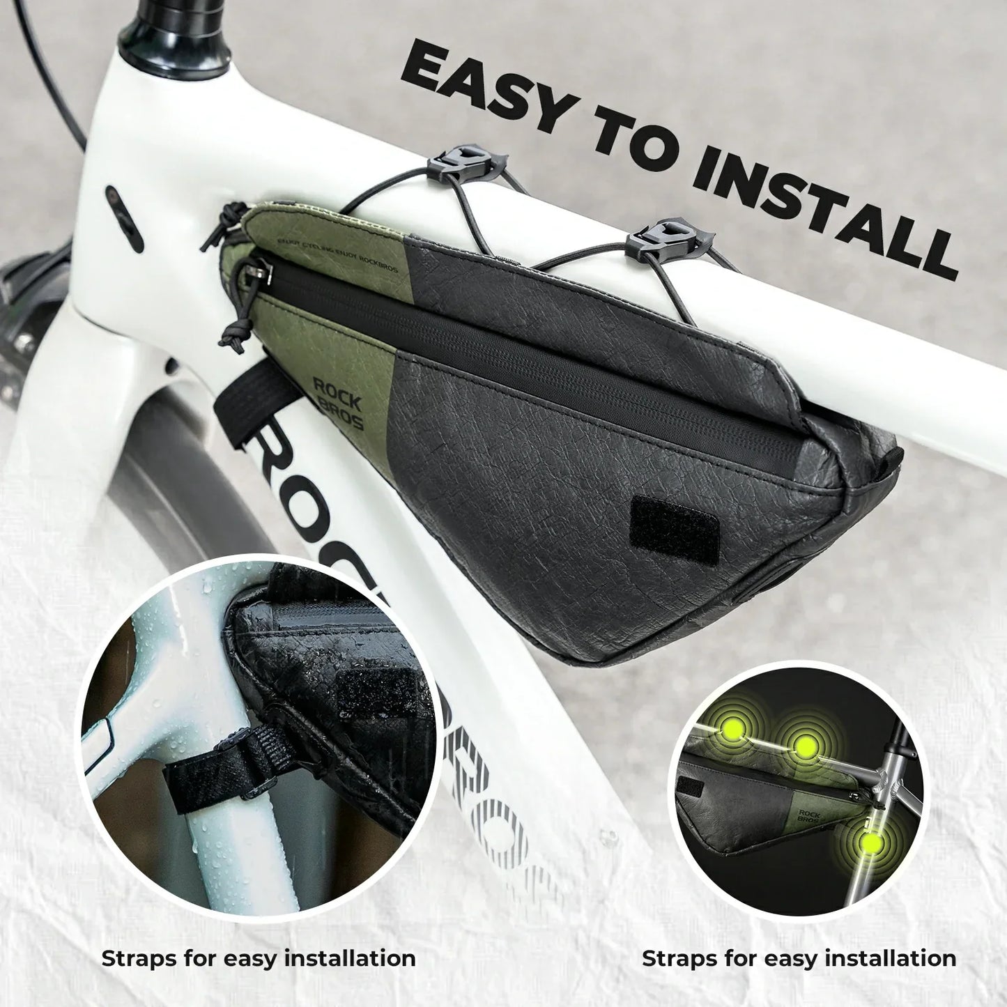 rockbros 0.7 l tyvek® triangle frame bag in matte black