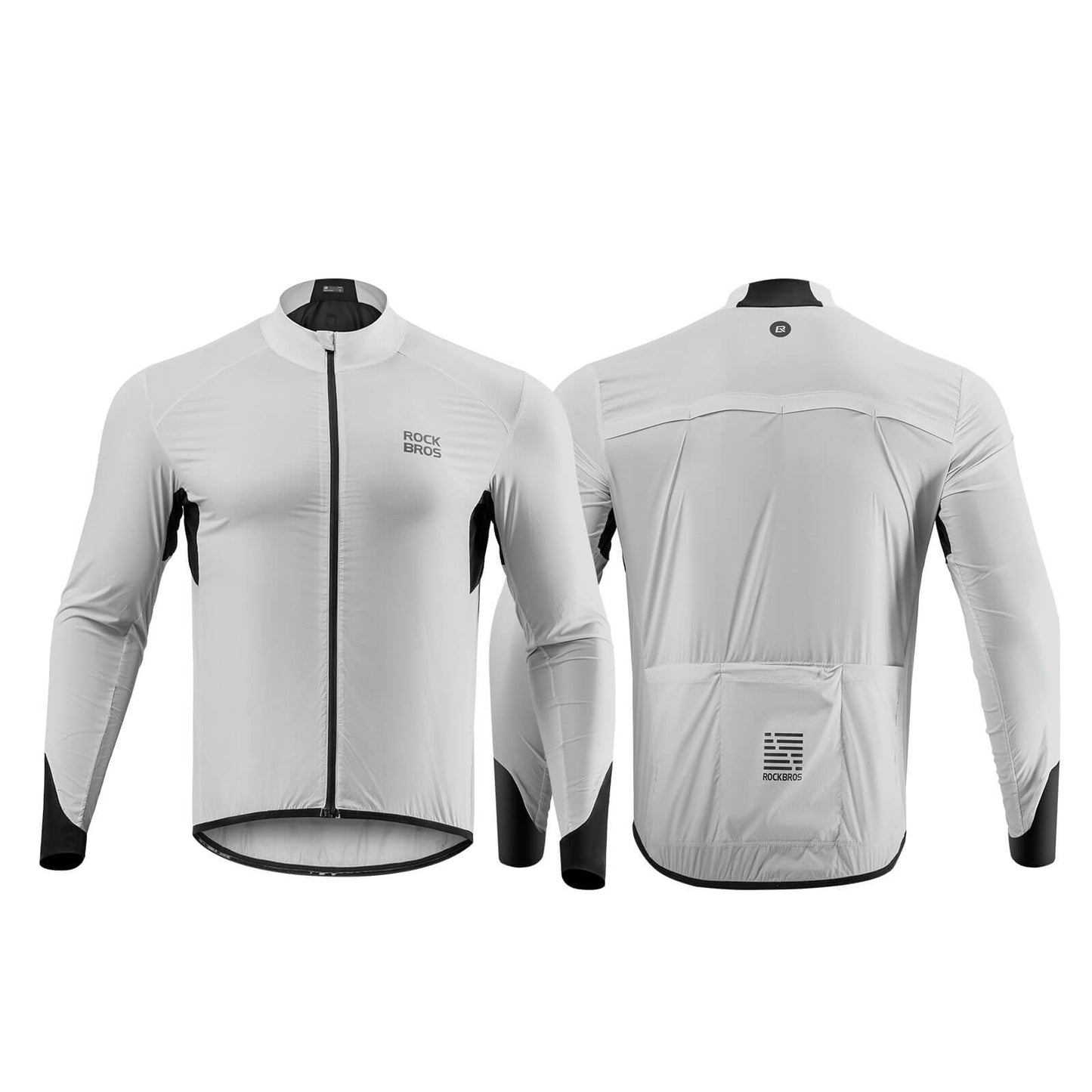 ROCKBROS ultra-light wind jacket, packable and breathable design ideal for wind protection during cycling and outdoor activities.