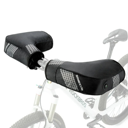 rockbros black winter handlebar mittens in windproof oxford cloth