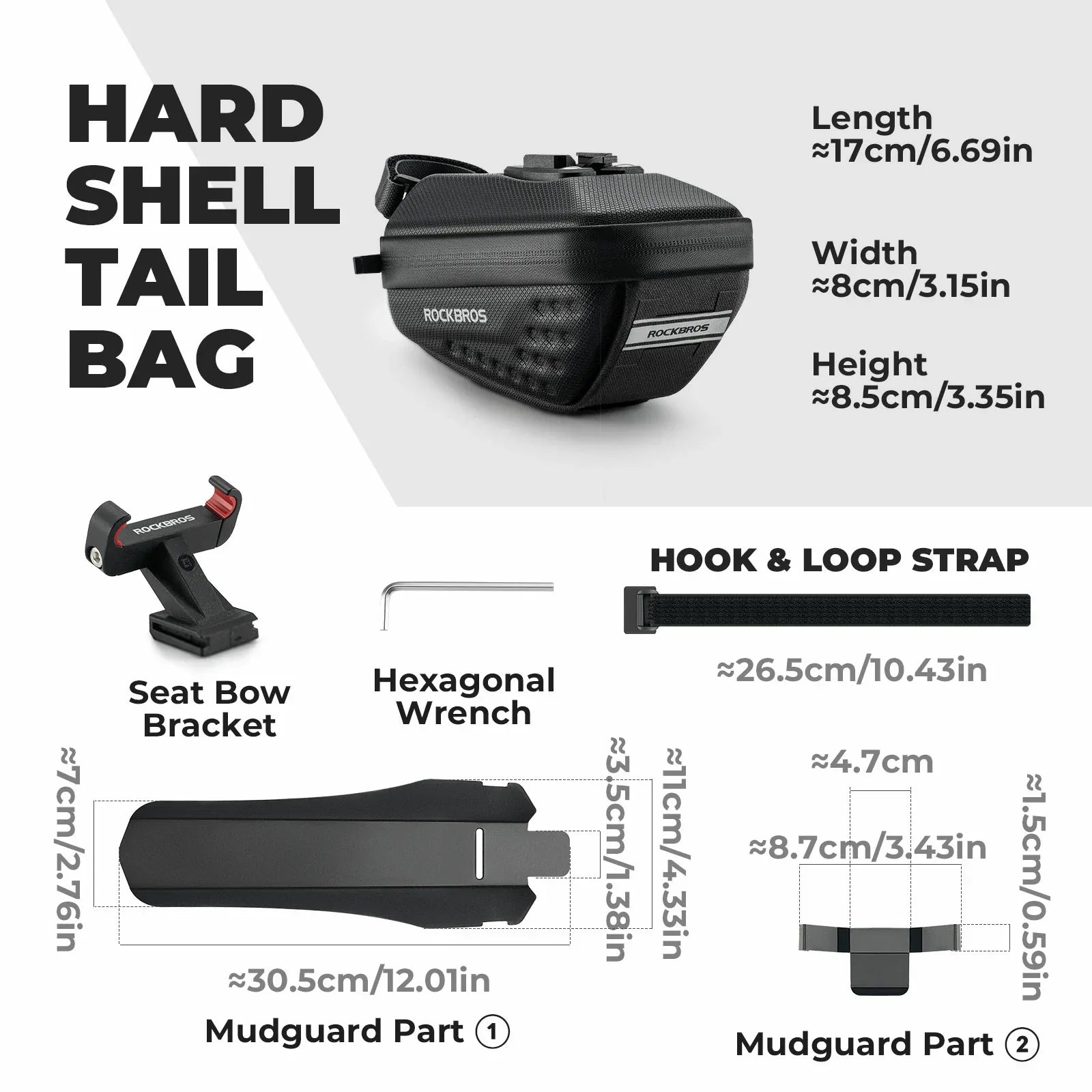 Cycling saddle bag 0.8L with mudguard for MTB and road bikes#Capacity_0.8L