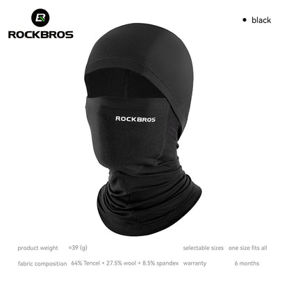 ROCKBROS cagoule hiver coupe-vent en Tencel et laine mérinos