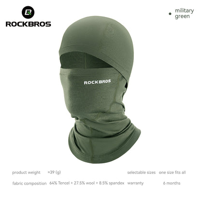 ROCKBROS cagoule hiver coupe-vent en Tencel et laine mérinos