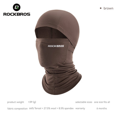 ROCKBROS cagoule hiver coupe-vent en Tencel et laine mérinos