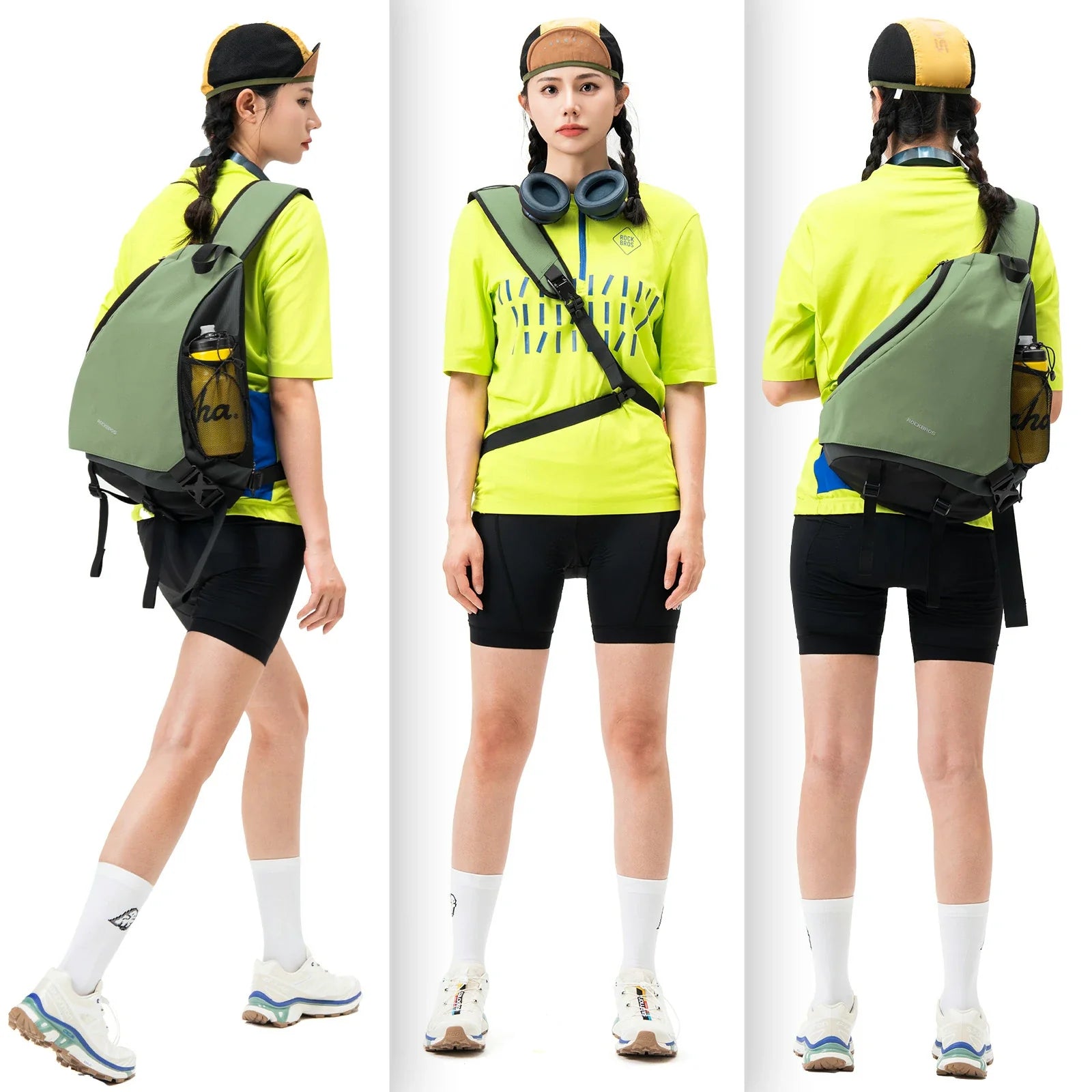 ROCKBROS sling bag lightweight crossbody backpack 11.5l
#Color_Green