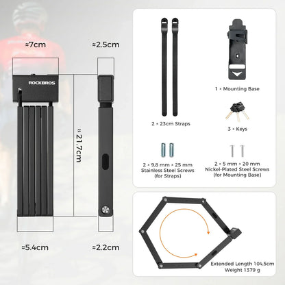 Sold Secure Gold Folding Bike Lock High-Security 360° Design