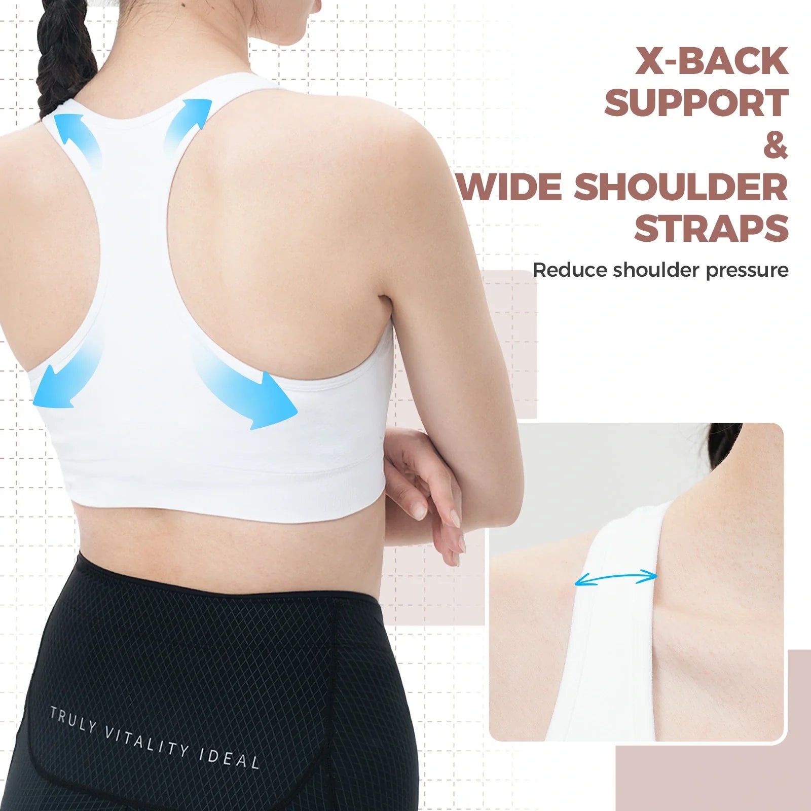 ROCKBROS sports bra for women high impact seamless padding
#Color_White