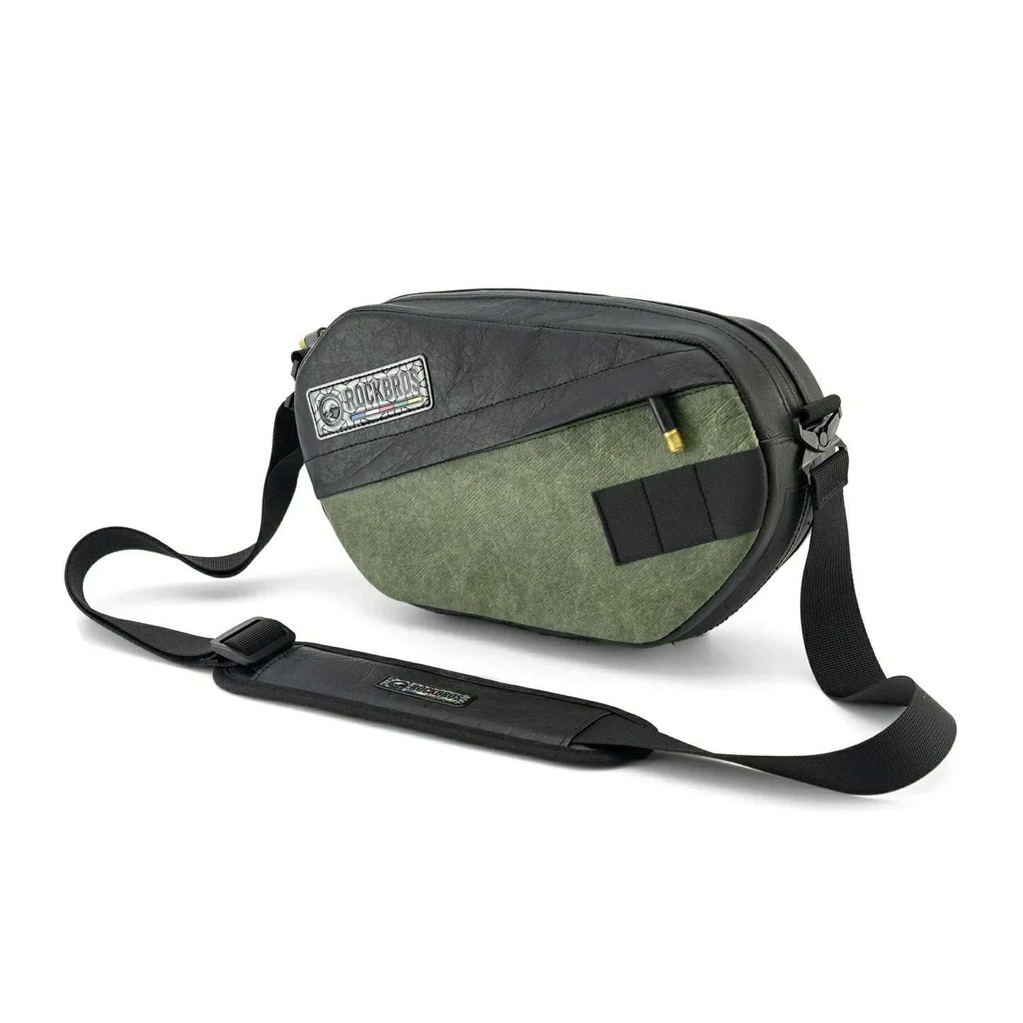 Sustainable eco-friendly recycled tire bike handlebar bag for cyclists