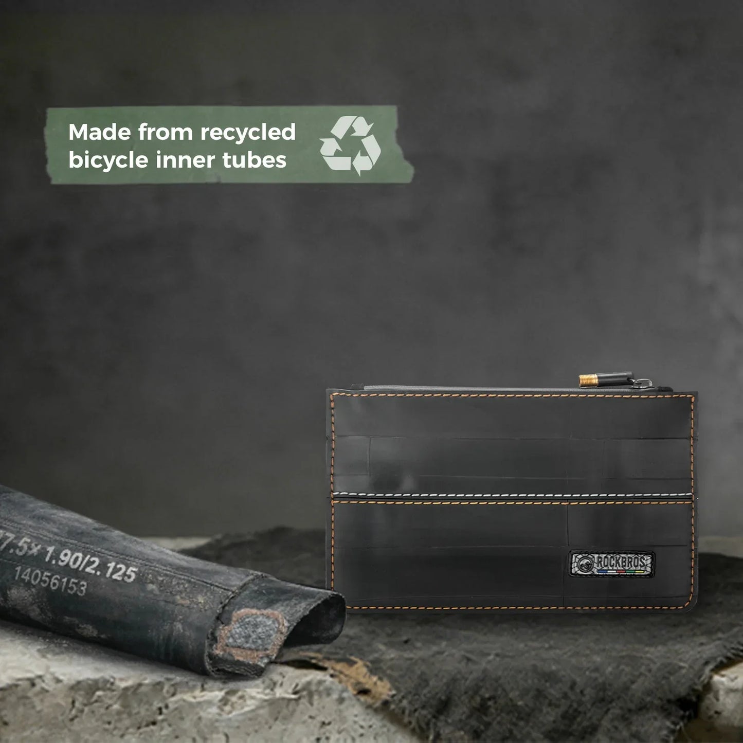 Road-to-Sky Sustainable Eco-Friendly Recycled Tire Bike Wallet 0.7L