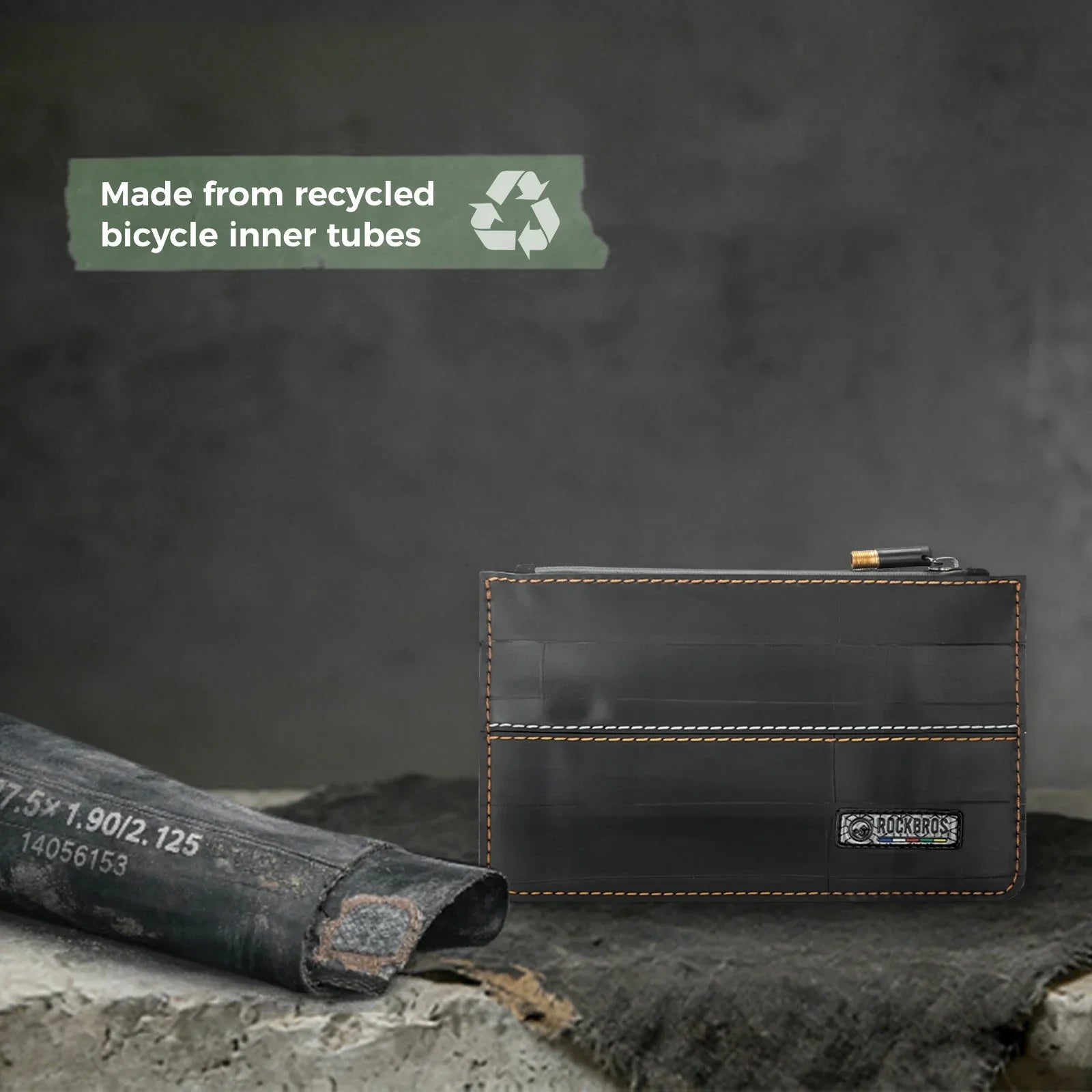 Road-to-Sky Sustainable Eco-Friendly Recycled Tire Bike Wallet 0.7L