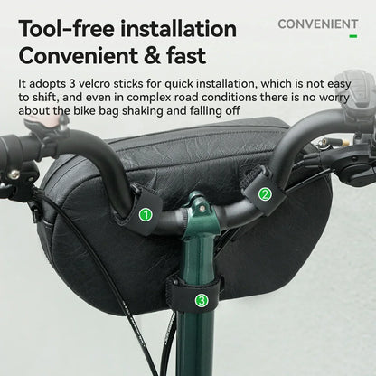 Sustainable eco-friendly recycled tire bike handlebar bag for cyclists