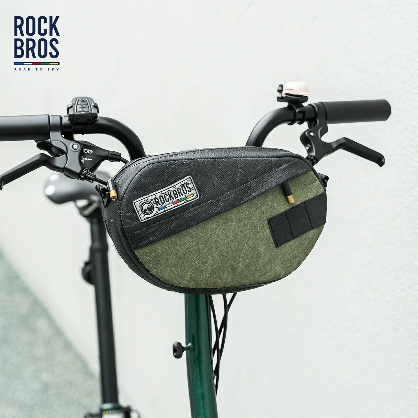 Sustainable eco-friendly recycled tire bike handlebar bag for cyclists