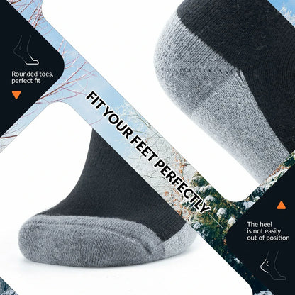 black thermal ski socks warm thick knee high winter snow socks#Color_Black
