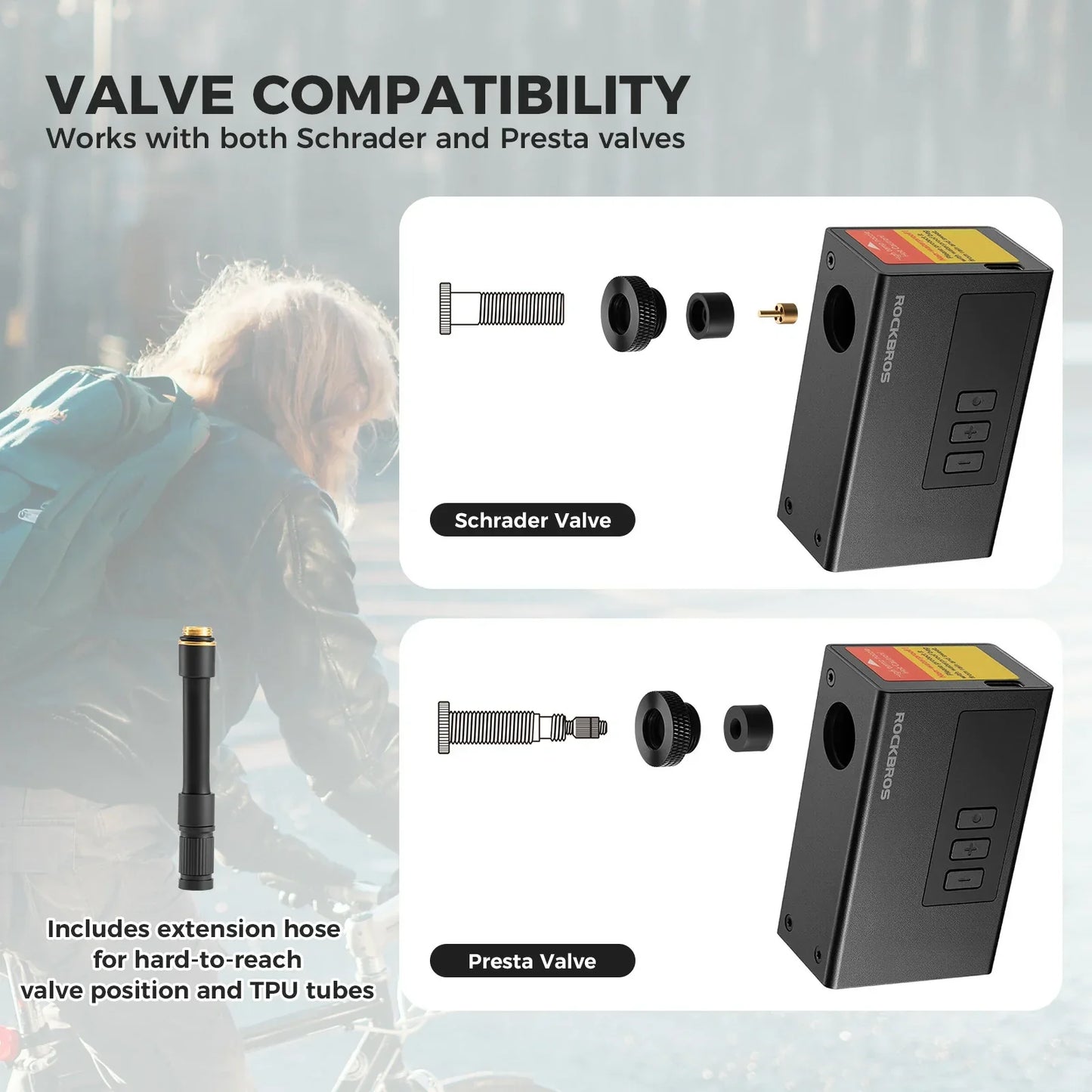 tiny electric bike pump with pressure gauge max 120 psi