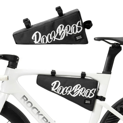 Black 1.9L triangle bicycle frame bag with durable top tube storage for road, MTB and gravel bikes#Color_Black