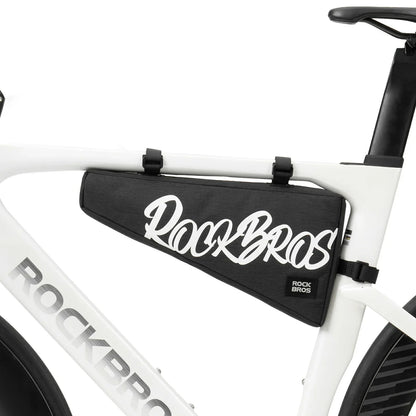 Black 1.9L triangle bicycle frame bag with durable top tube storage for road, MTB and gravel bikes#Color_Black