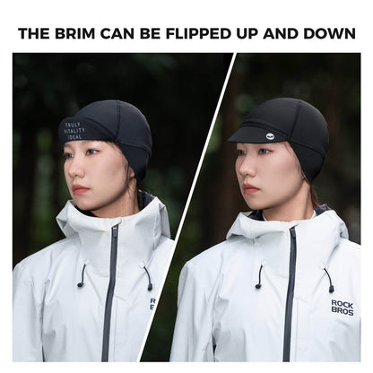 black tvi micro-fleece thermal cycling cap with windproof ear flaps