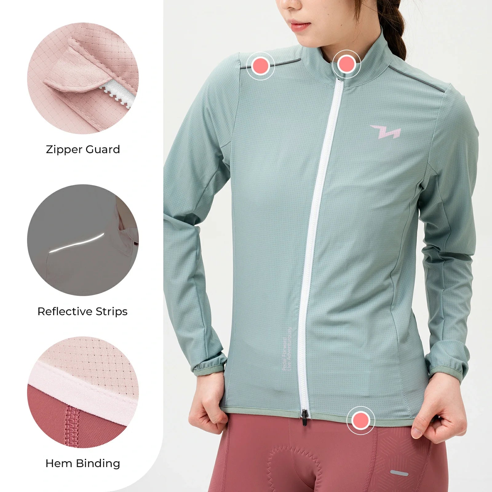 ROCKBROS TVI windproof jackets lightweight breathable for women
#Color_Green