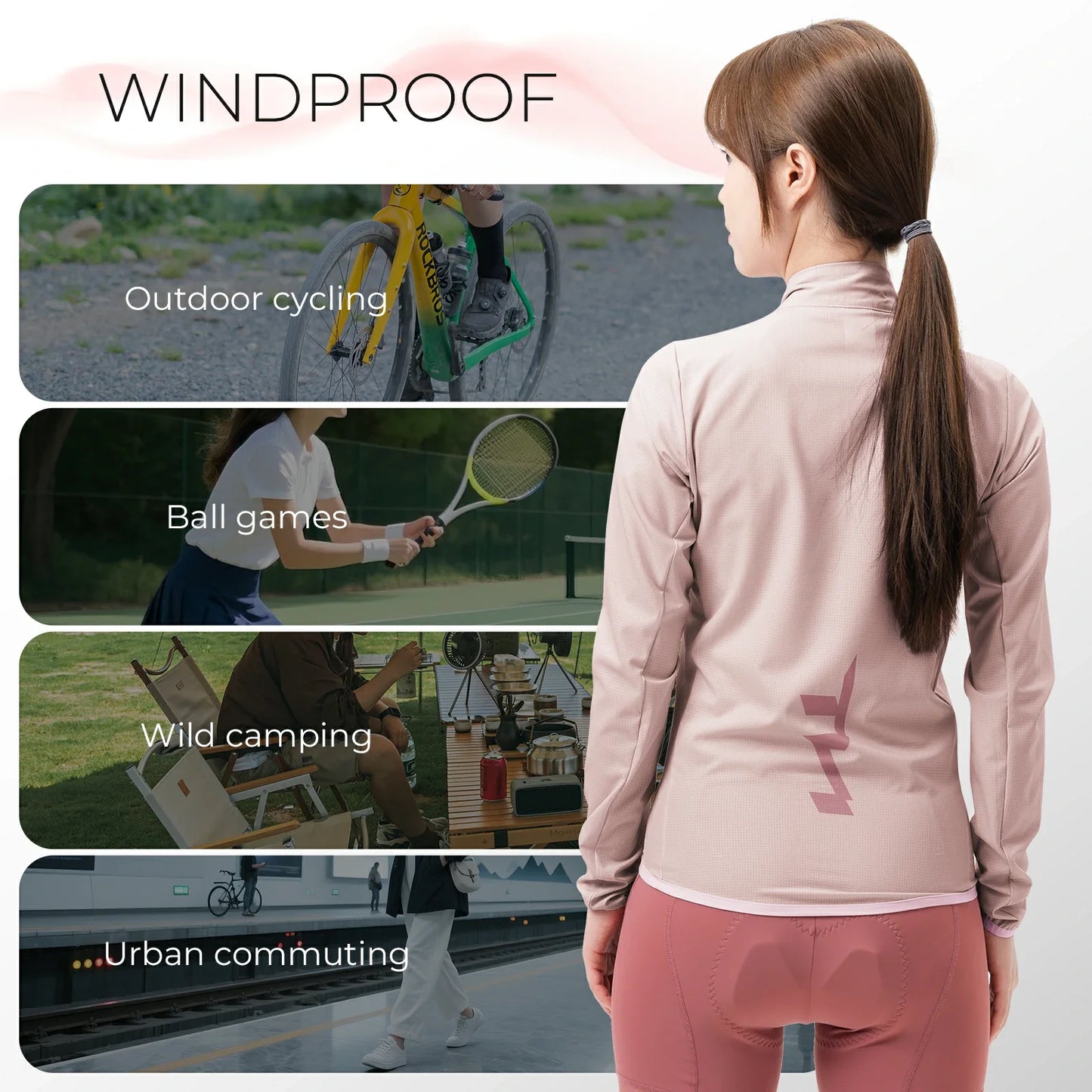 ROCKBROS TVI windproof jackets lightweight breathable for women
#Color_Pink