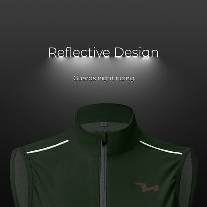 TVI windproof women's cycling vest MJ008, lightweight and breathable design for added protection during windy rides. #Color_Green