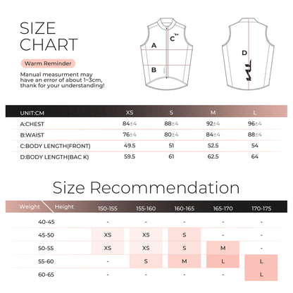 TVI windproof women's cycling vest MJ008, lightweight and breathable design for added protection during windy rides.
