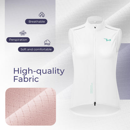 TVI windproof women's cycling vest MJ008, lightweight and breathable design for added protection during windy rides. #Color_White