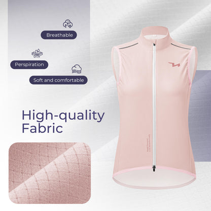 TVI windproof women's cycling vest MJ008, lightweight and breathable design for added protection during windy rides. #Color_Pink