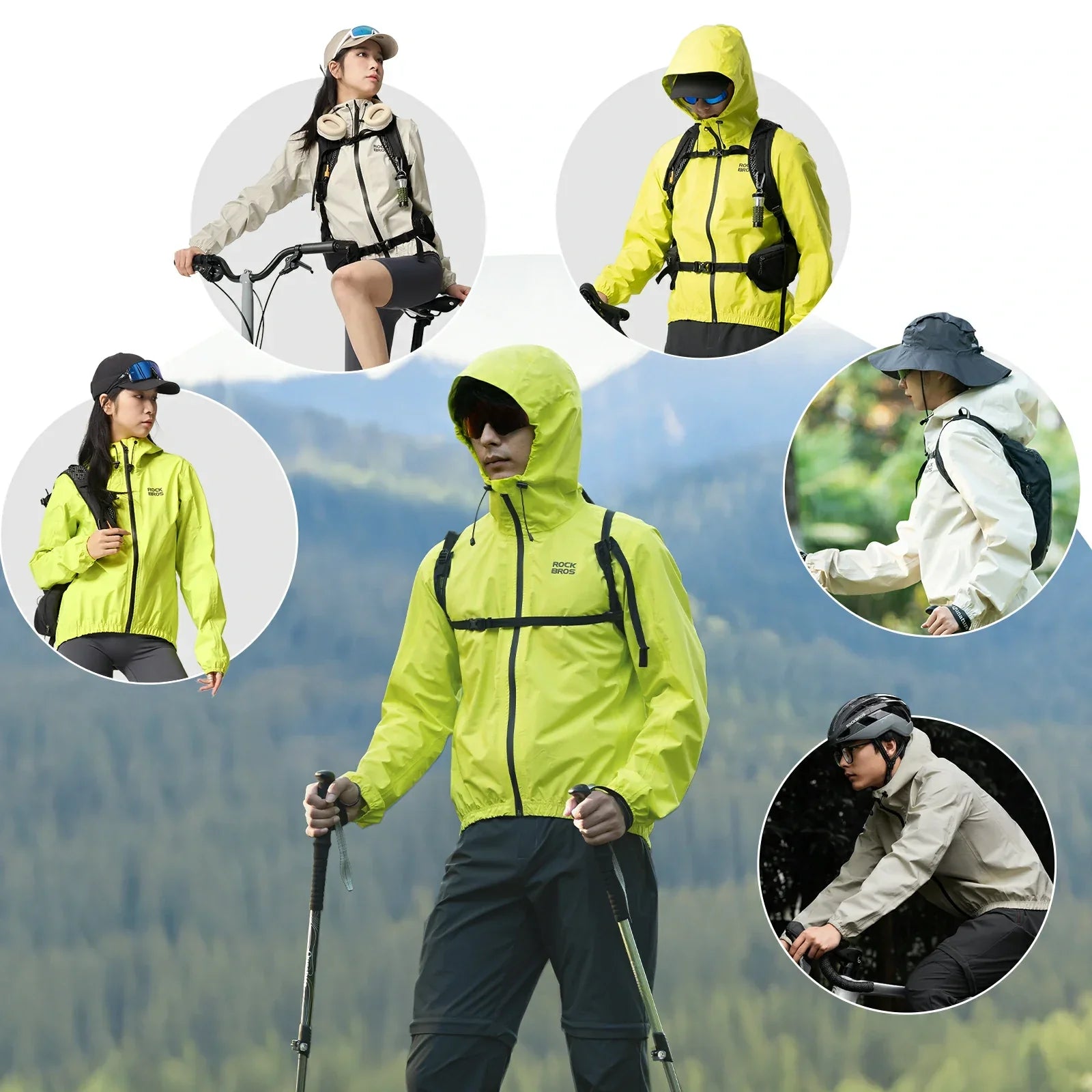 waterproof cycling rain jacket lightweight breathable raincoat for men and women