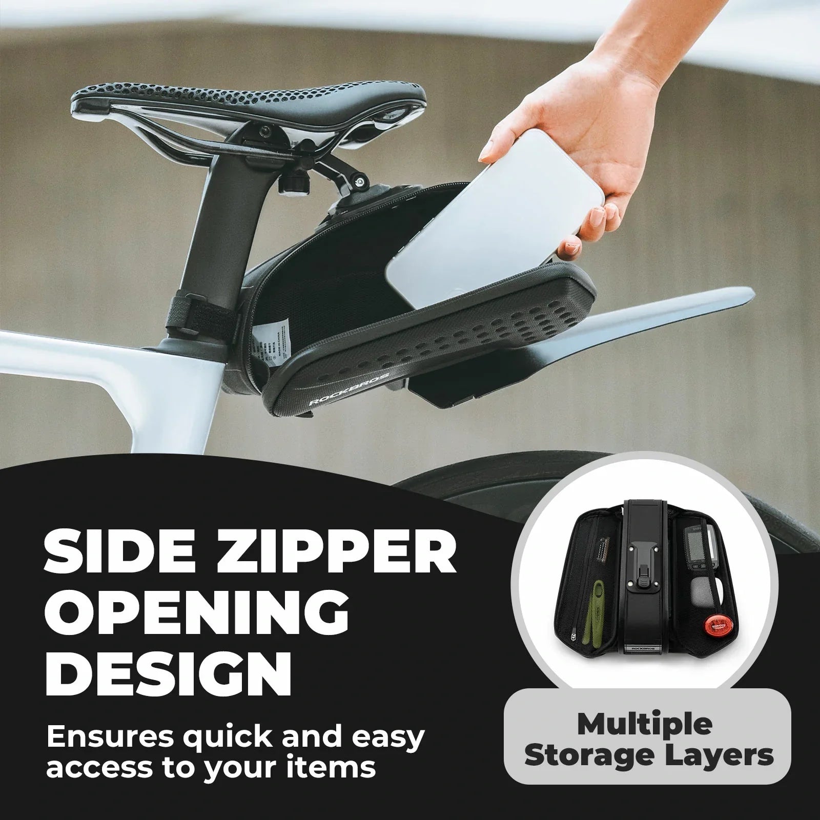 Waterproof 1.3L saddle bag with mudguard for MTB and road cycling#Capacity_1.3L