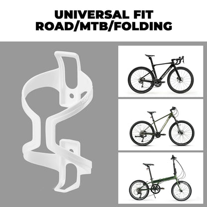 White PC lightweight bike bottle cage 2 pack wide opening design#color_white