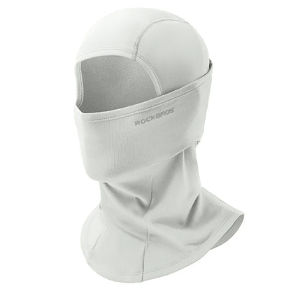 rockbros black windproof thermal balaclava in polar flee#Color_White