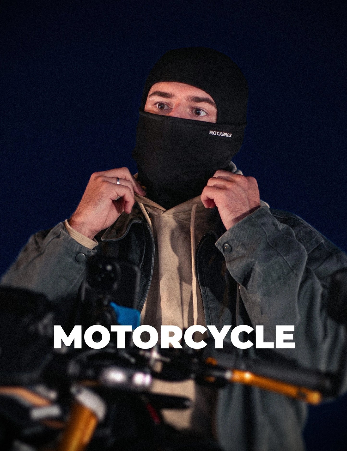 rockbros black windproof thermal balaclava in polar flee