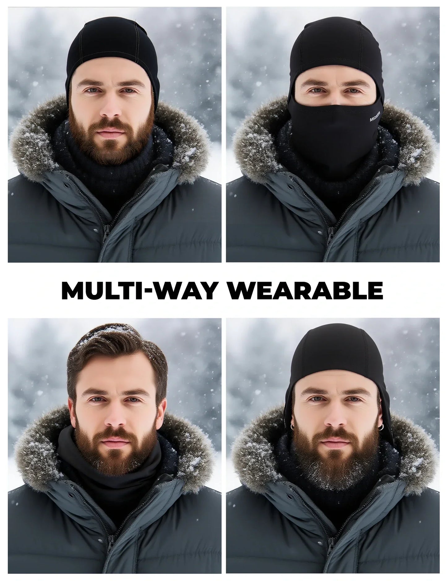 rockbros black windproof thermal balaclava in polar flee