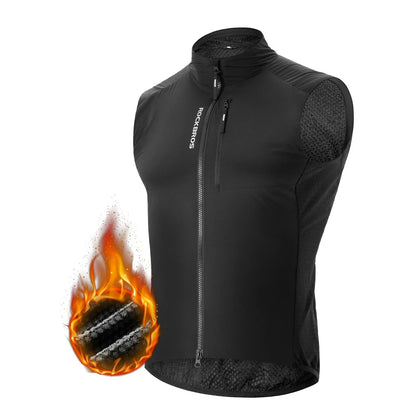rockbros winter thermal cycling vest fleece lined windproof breathable bike gilet